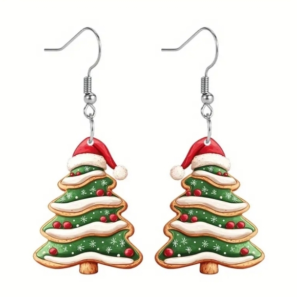Festive Christmas Tree Earrings - Picture 3 of 4
